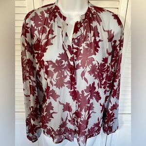 LA New Day Gossamer Blouse Burgundy Blue Size XS NEW